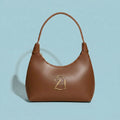 ZH Elegant Brown Curved Shoulder Bag